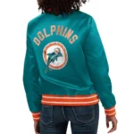 Miami Dolphins Full Count Aqua Satin Jacket
