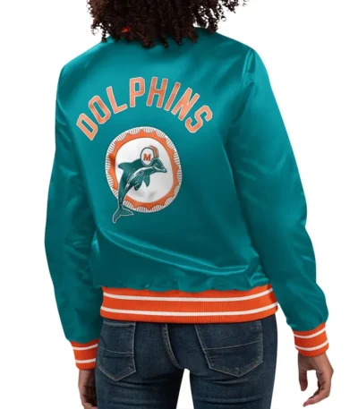 Miami Dolphins Full Count Aqua Satin Jacket