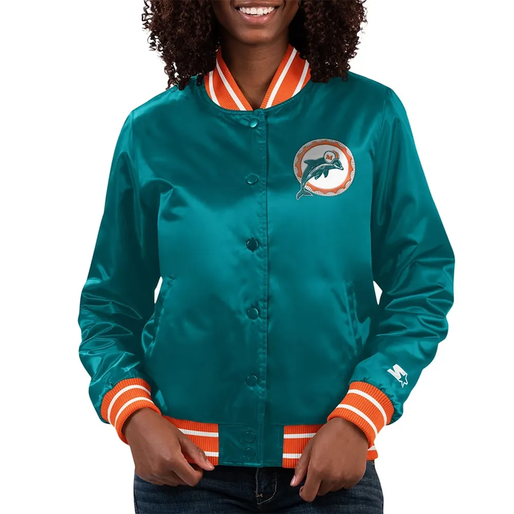 Miami Dolphins Full Count Aqua Satin Jacket Miami Dolphins Full Count Aqua Satin Jacket