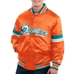 Miami Dolphins Gridiron Classics Home Game Orange Satin Jacket