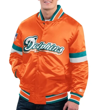 Miami Dolphins Gridiron Classics Home Game Orange Satin Jacket