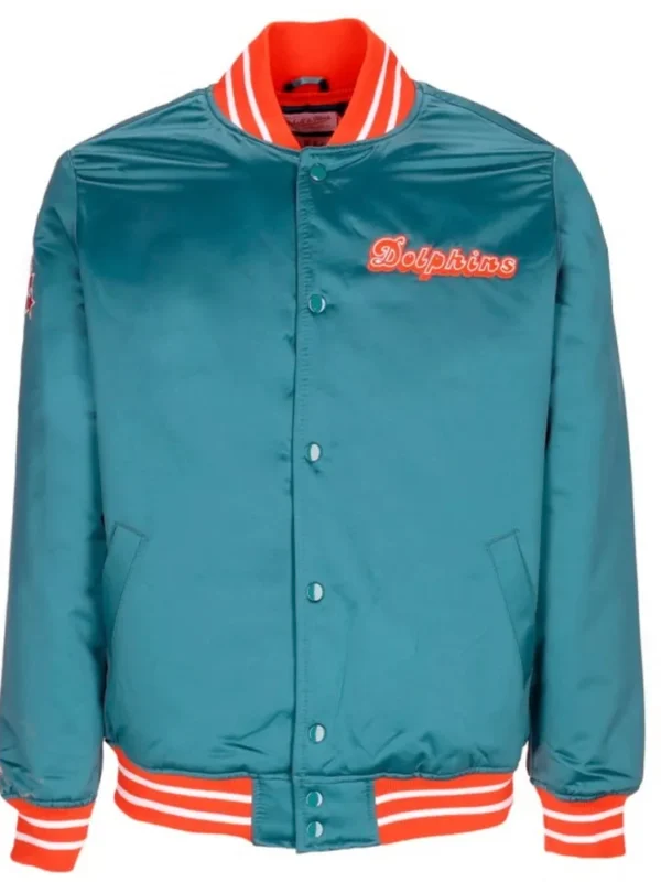 Miami Dolphins Heavyweight Satin Bomber Jacket