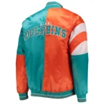 Miami Dolphins Leader Aqua and Orange Varsity Satin Jacket