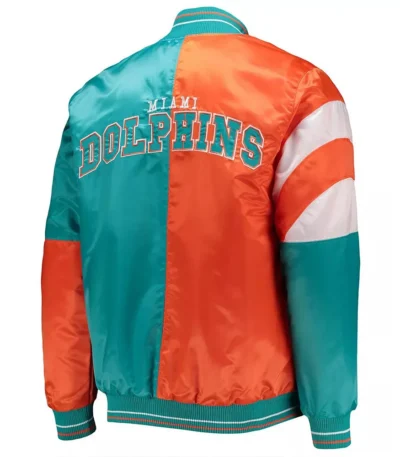 Miami Dolphins Leader Aqua and Orange Varsity Satin Jacket