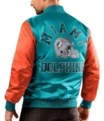 Miami Dolphins Locker Room Throwback Aqua-Orange Satin Varsity Jacket