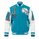 Miami Dolphins Mashup Rib Varsity Wool-Leather Jacket