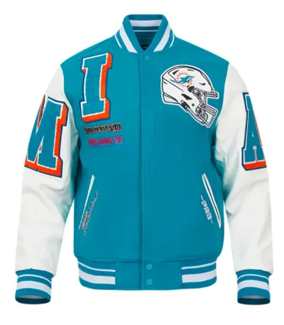 Miami Dolphins Mashup Rib Varsity Wool-Leather Jacket