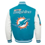 Miami Dolphins Mashup Rib Varsity Wool-Leather Jacket