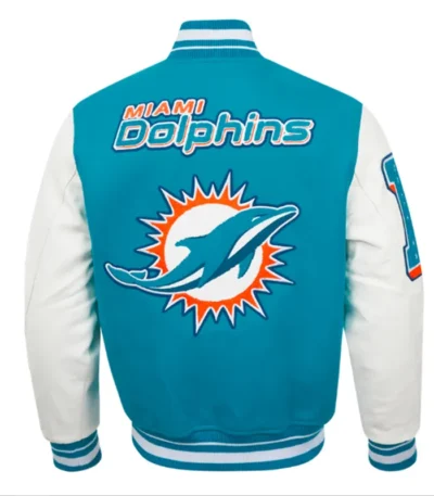 Miami Dolphins Mashup Rib Varsity Wool-Leather Jacket
