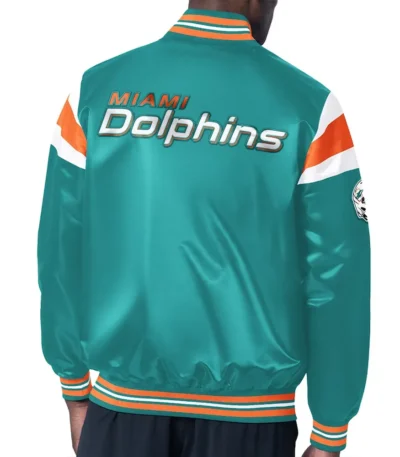 Miami Dolphins Midweight Aqua Satin Jacket