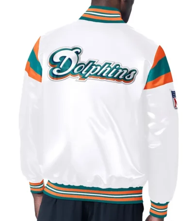 Miami Dolphins Midweight White Satin Jacket