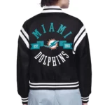 Miami Dolphins Printed Logo Varsity Satin Jacket