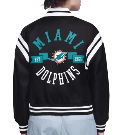 Miami Dolphins Printed Logo Varsity Satin Jacket