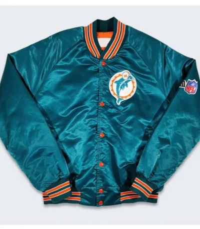Miami Dolphins Team Aqua Satin Jacket