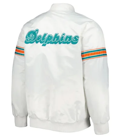 Miami Dolphins The Power Forward White Full-Snap Satin Jacket