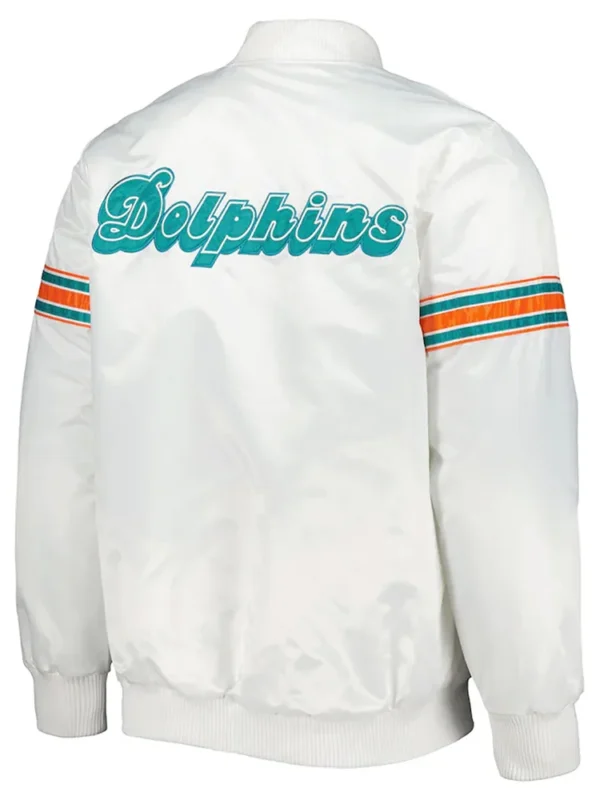 Miami Dolphins The Power Forward White Full-Snap Satin Jacket