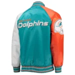 Miami Dolphins The Reliever Aqua Varsity Satin Jacket