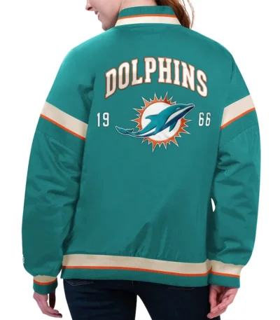 Miami Dolphins Tournament Aqua Varsity Jacket