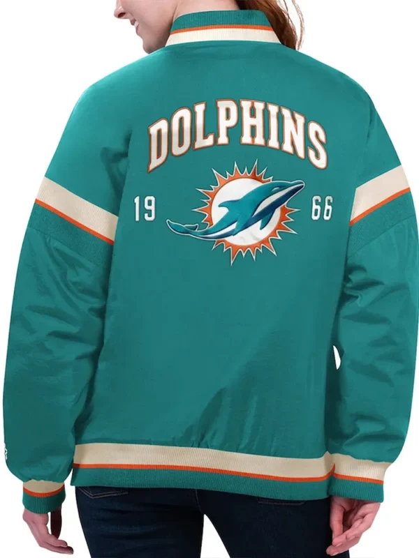 Miami Dolphins Tournament Aqua Varsity Jacket