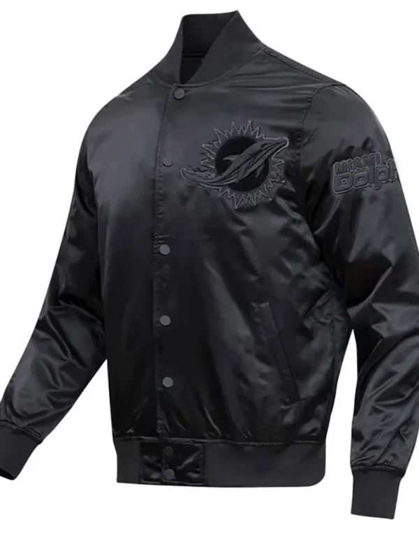Miami Dolphins Triple Black Satin Jacket