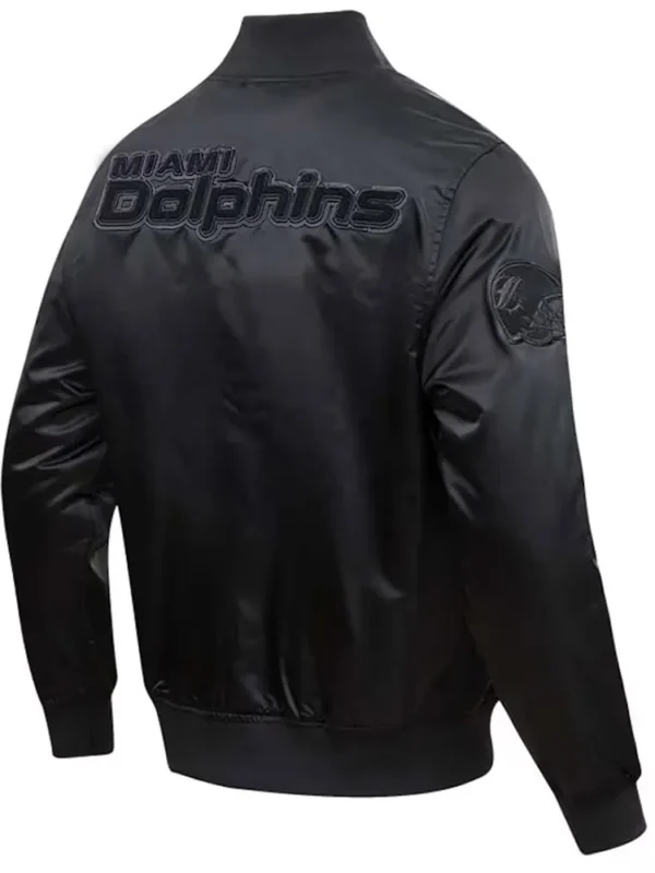 Miami Dolphins Triple Black Satin Jacket