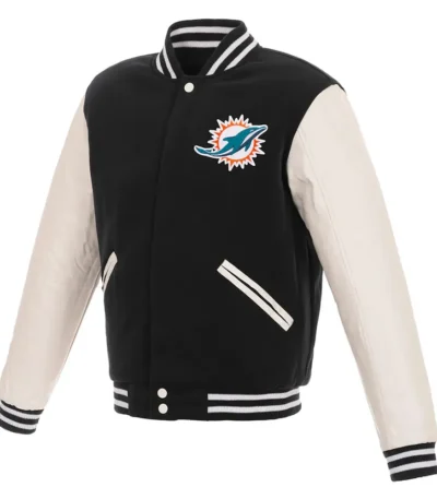 Miami Dolphins Varsity Black and White Jacket