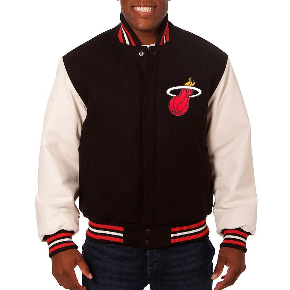 Miami Heat Black and White Varsity Jacket Miami Heat Black and White Varsity Jacket
