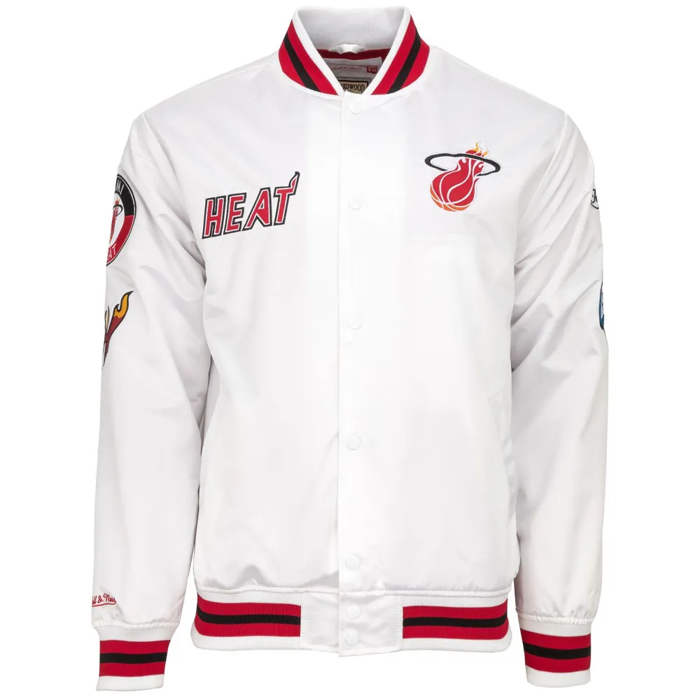 Miami Heat City Collection White Varsity Satin Jacket Miami Heat City Collection White Varsity Satin Jacket