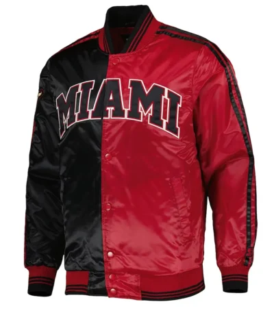 Miami Heat Fast Break Varsity Black/Red Satin Jacket