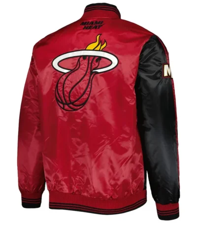 Miami Heat Fast Break Varsity Black/Red Satin Jacket