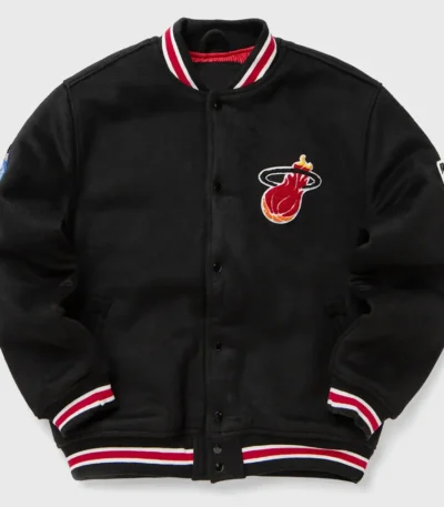 Miami Heat Hardwood Classics Black Varsity Wool Jacket