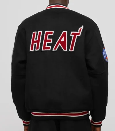 Miami Heat Hardwood Classics Black Varsity Wool Jacket