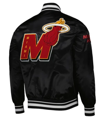 Miami Heat Mash Up Bomber Black Satin Jacket