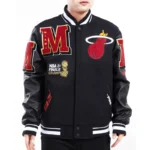 Miami Heat Mashup Logo Black Varsity Jacket