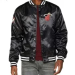 Miami Heat New Era Black Satin Jacket