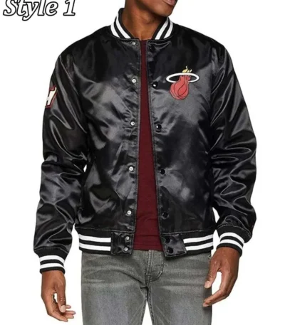 Miami Heat New Era Black Satin Jacket