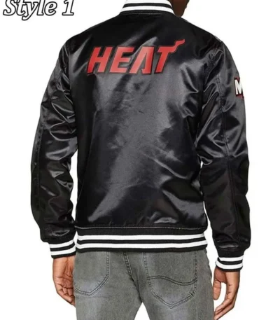 Miami Heat New Era Black Satin Jacket