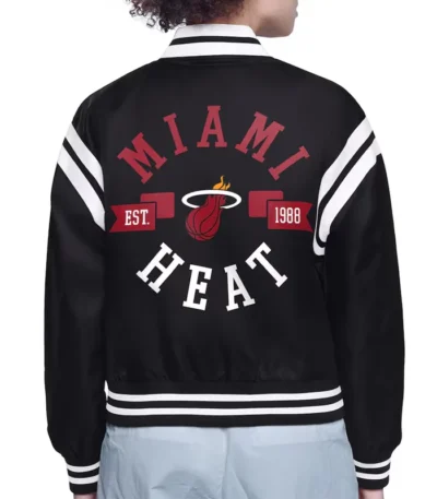 Miami Heat Printed Logo Varsity Satin Jacket