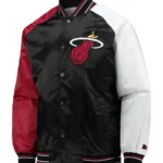 Miami Heat Reliever Full-Snap Black and Red Satin Jacket