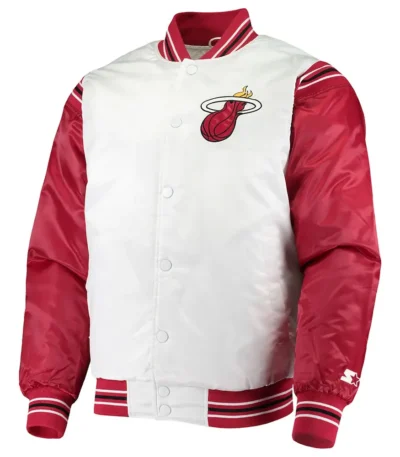 Miami Heat Renegade White/Red Varsity Satin Jacket