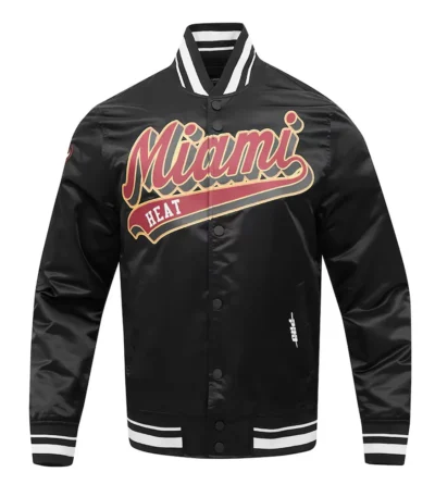 Miami Heat Script Tail Black Satin Jacket
