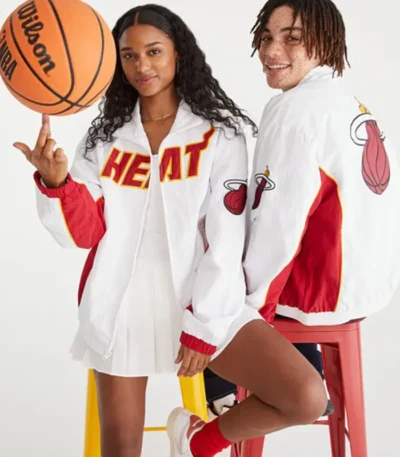 Miami Heat White Full-Zip Track Jacket