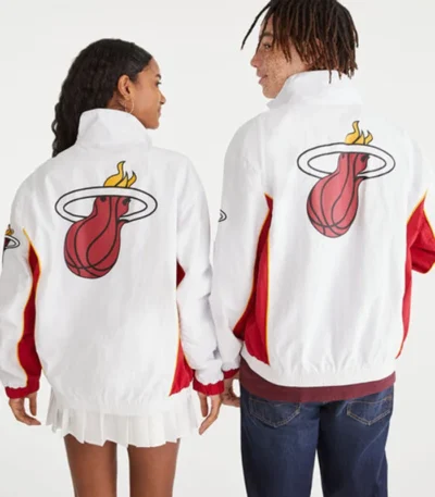 Miami Heat White Full-Zip Track Jacket