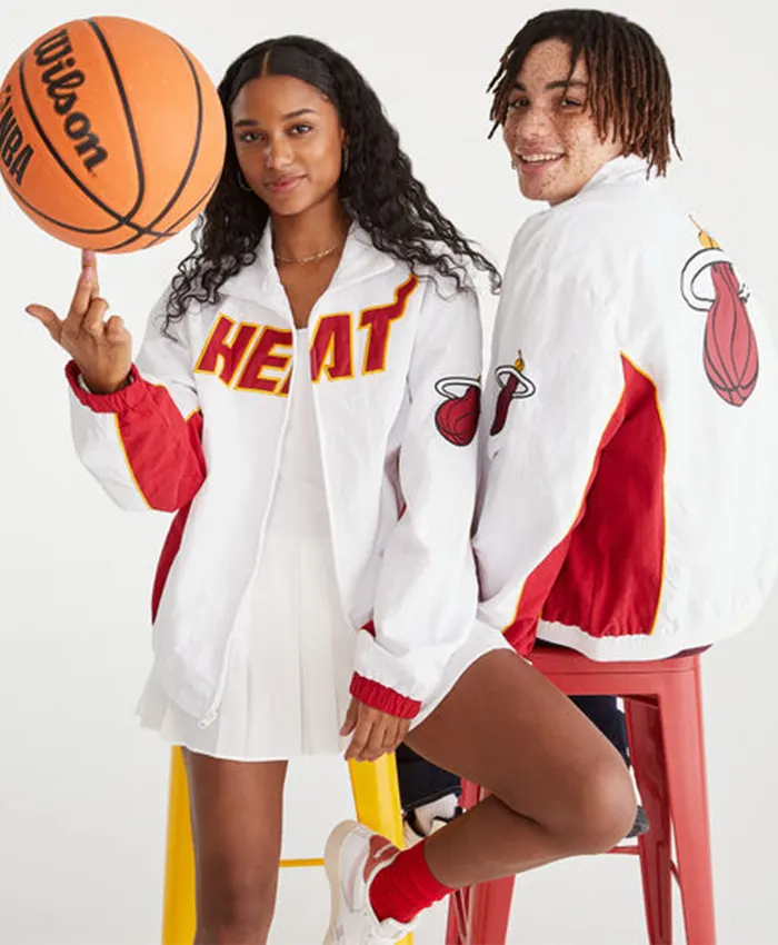 Miami Heat White Full-Zip Track Jacket Miami Heat White Full-Zip Track Jacket