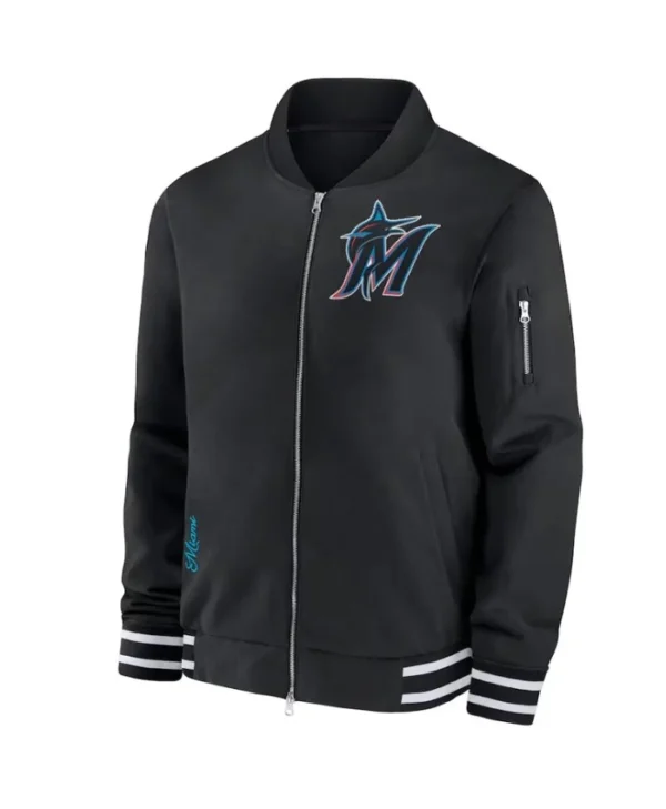 Miami Marlins Collection Dugout Black Bomber Jacket