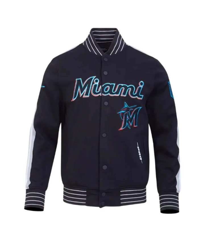 Miami Marlins Current Logo Game Day Black Jacket Miami Marlins Current Logo Game Day Black Jacket