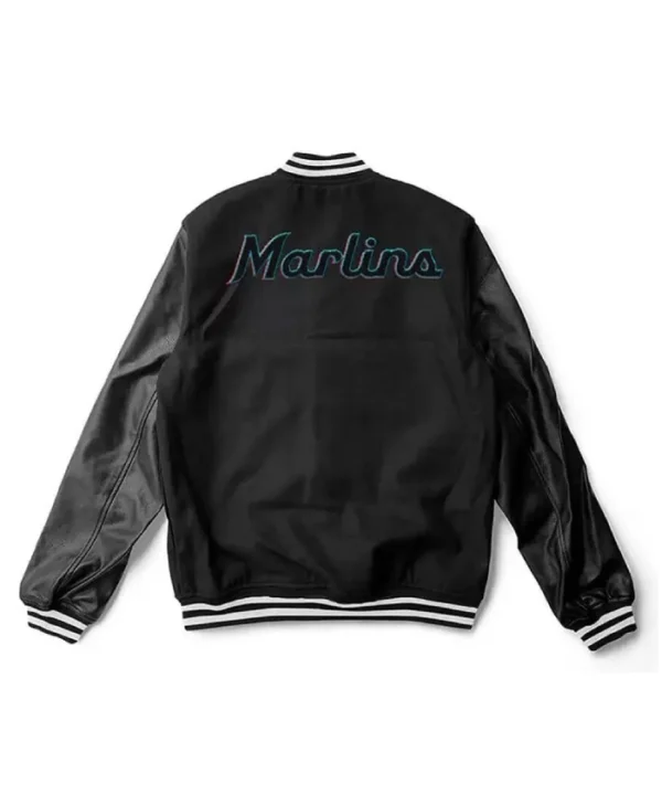 Miami Marlins Varsity Black Wool/Leather Jacket
