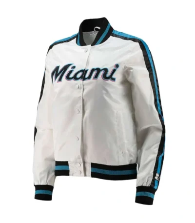 Miami Marlins Hometown White Varsity Satin Jacket