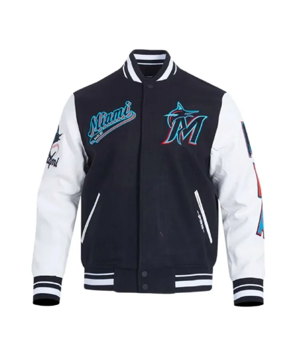 Miami Marlins Script Tail Classic Rib Varsity Jacket