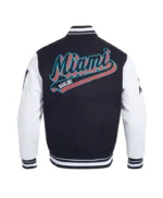 Miami Marlins Script Tail Classic Rib Varsity Jacket